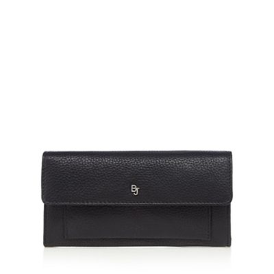 Designer black leather front pocket purse